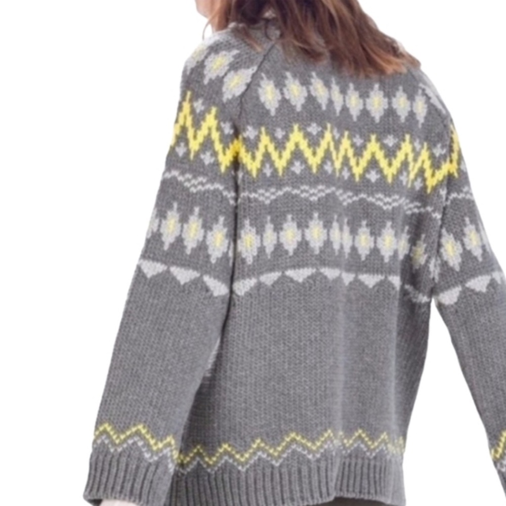 ZARA | Chunky Knit Yellow Gray Sweater